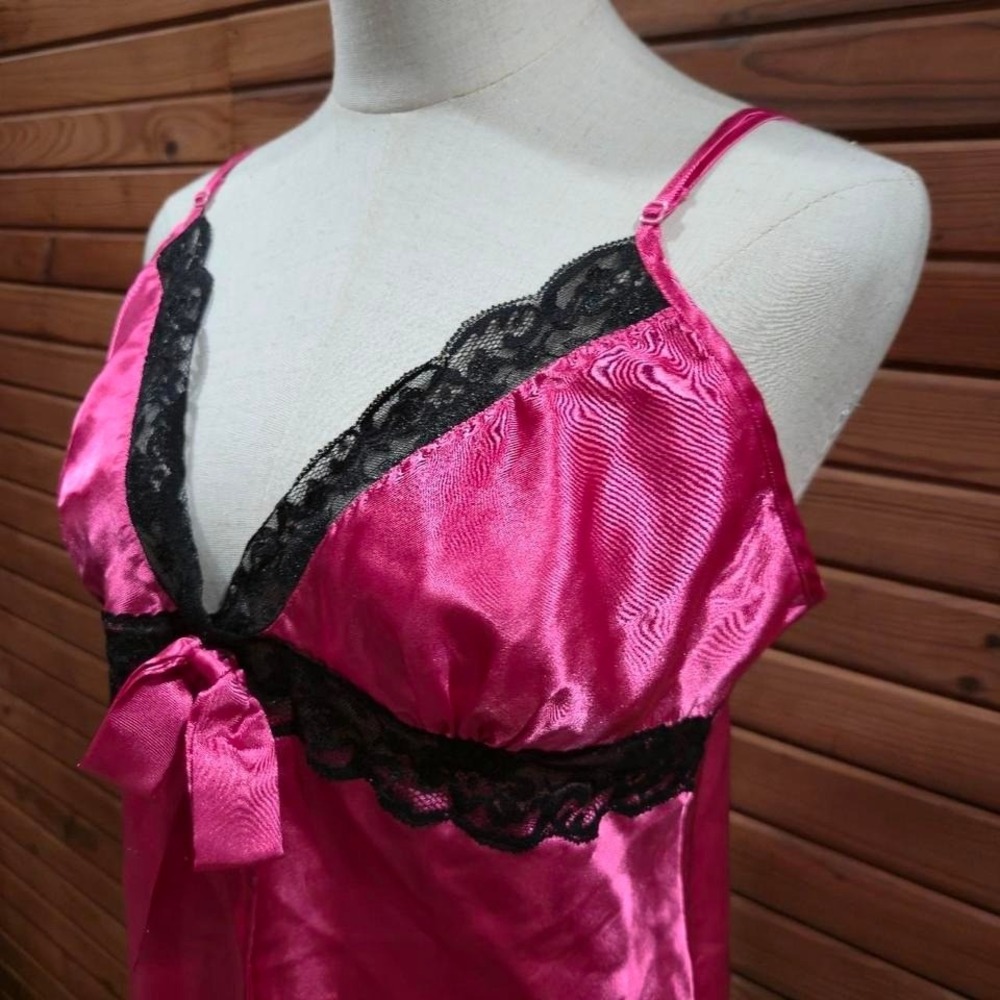 Y2K Fredericks of Hollywood Womens Size Med Satin Lace Babydoll Top